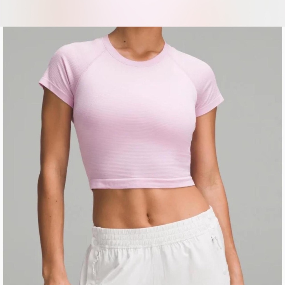 Lululemon Pink Crop Top Swiftly tech short sleeve